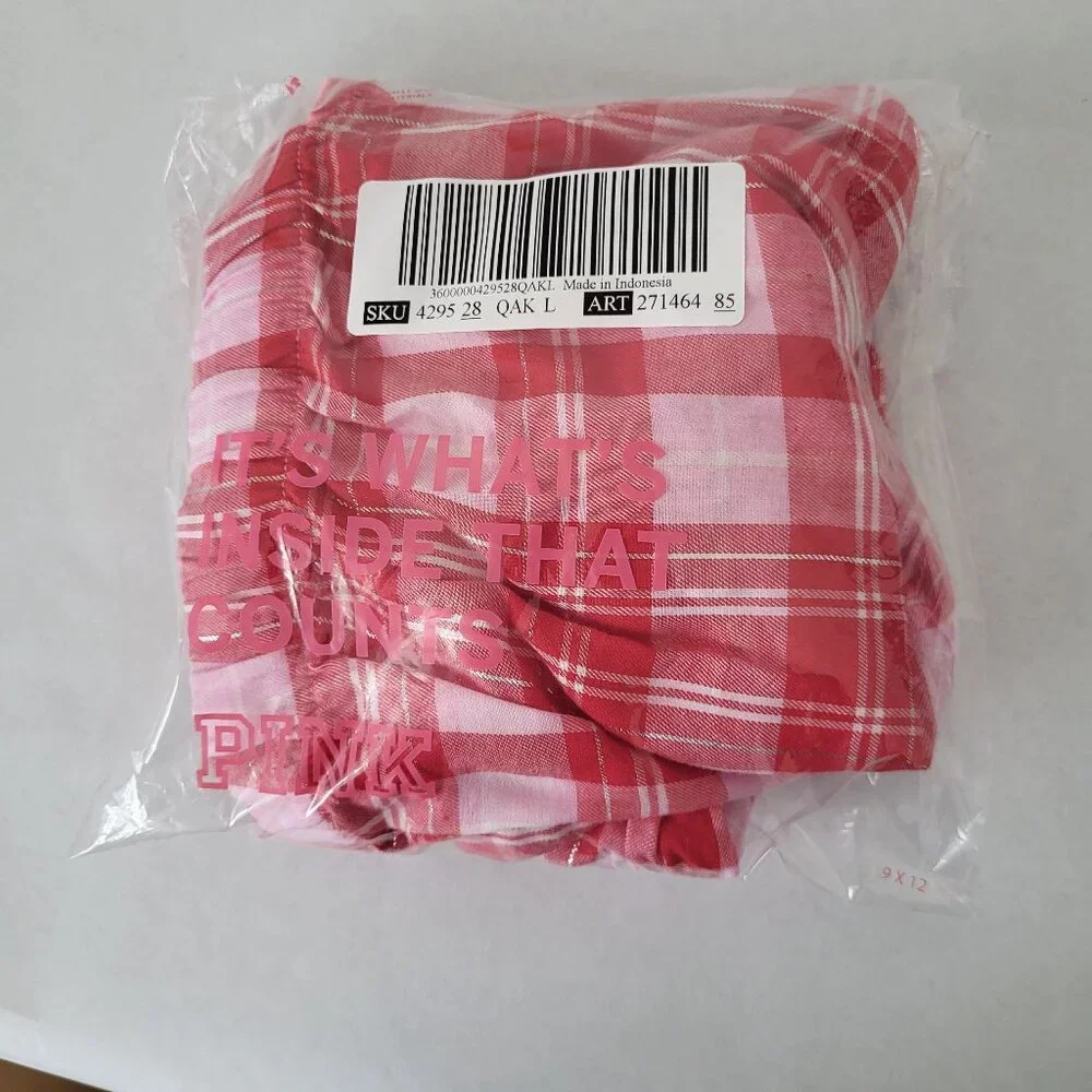 PINK by Victoria's Secret Pink & Red Plaid Ruffle Lounge Shorts Large - Picture 9 of 9